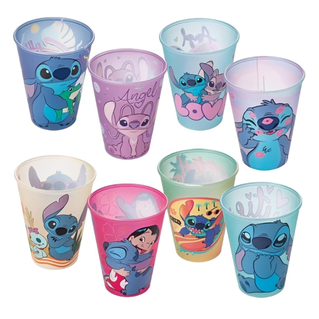 Kit Lembrancinha Copo Stitch 280mL Festa Aniversario Infantil Estampa Aleatória Plasútil