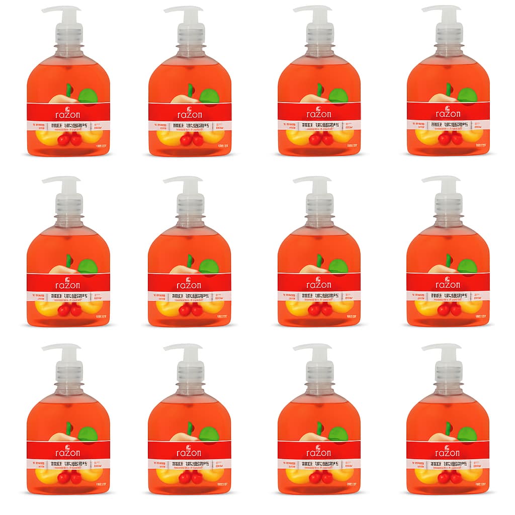 Kit 12 Sabonete Liquido Mãos e Corpo Rica Energia 500ml (Atacado e Revenda) Damasco com Pitanga