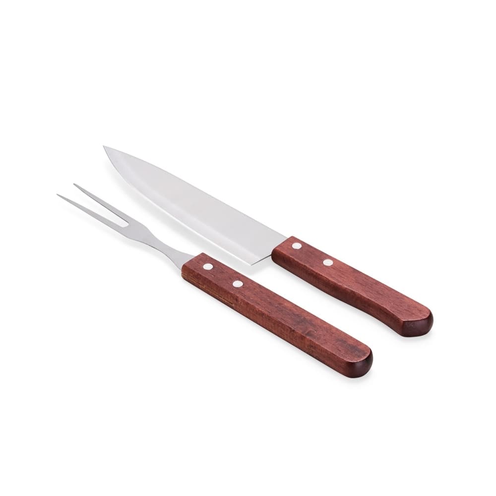 Kit Churrasco 2 Peças Inox com Cabo de Madeira – Praticidade e Qualidade Garantida