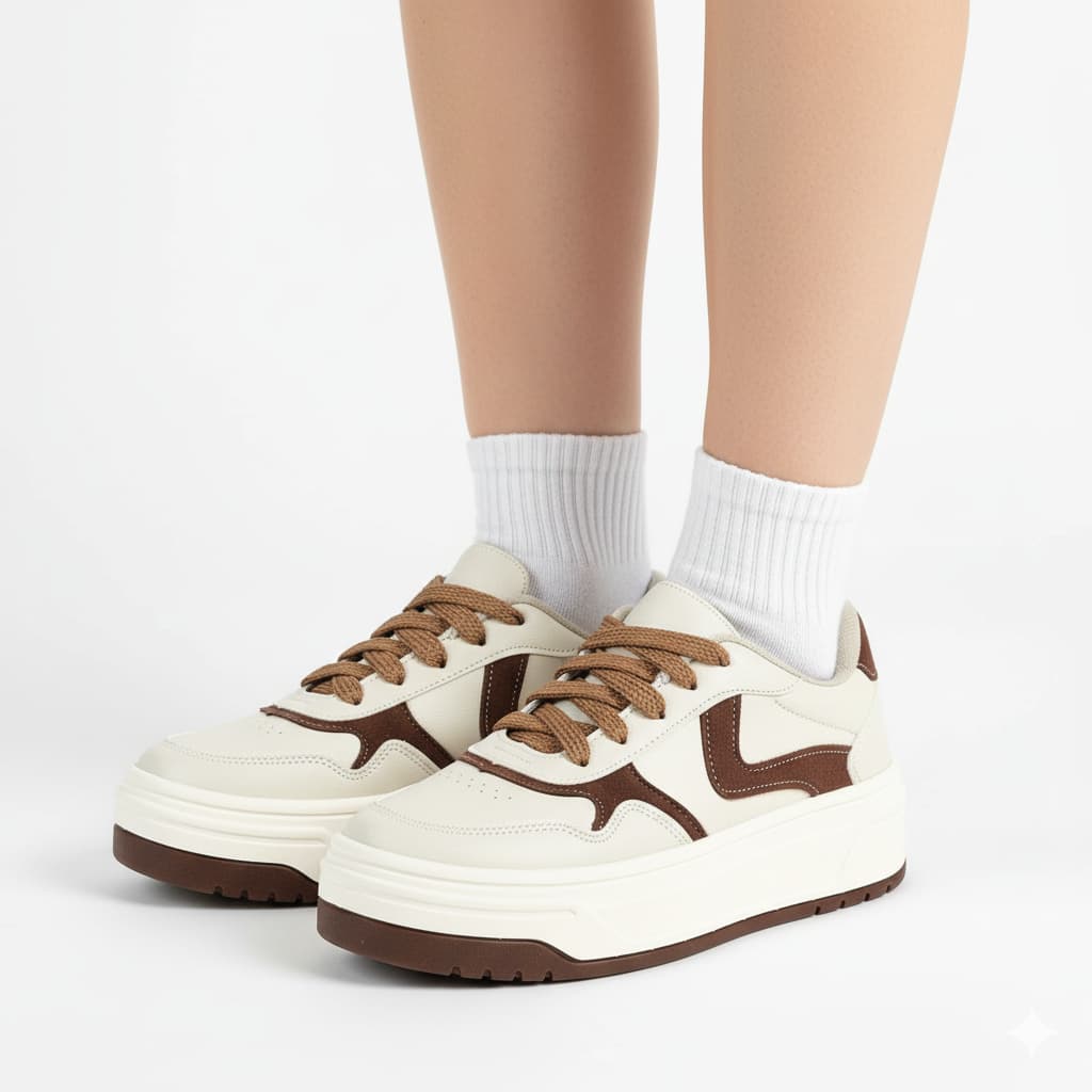 Tênis Feminino Estilo Urbano com Solado Alto Versátil Leve Moderno Fashion