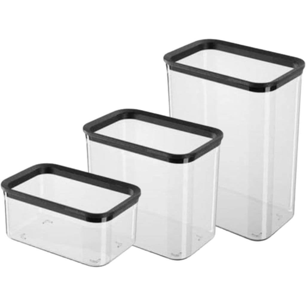Kit 3 Potes Herméticos Empilháveis Cozinha Despensa Com Tampa Vedação Silicone