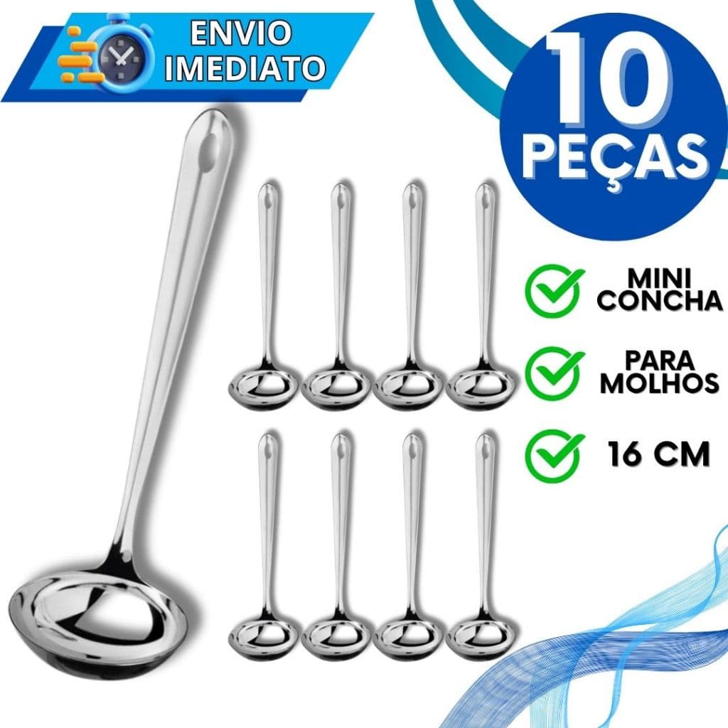 KIT 1/3/5/10 Unid Mini Concha Pequena Aço Inox Para Servir Molho Caldos Caldinho Calda Farofa Vinagrete Utensílios Metal