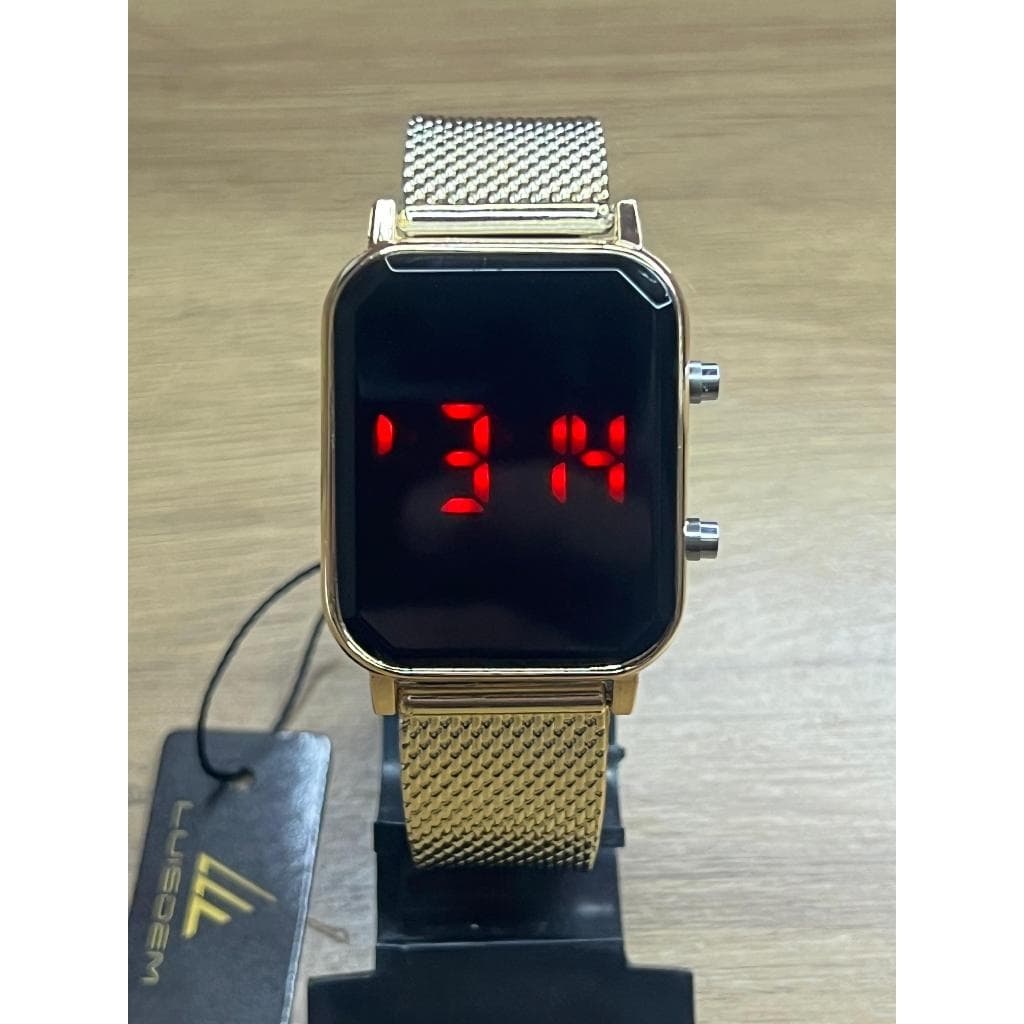 Relógio Feminio Digital Brilho Led Pulseira Resina Com Strass A Prova D Água