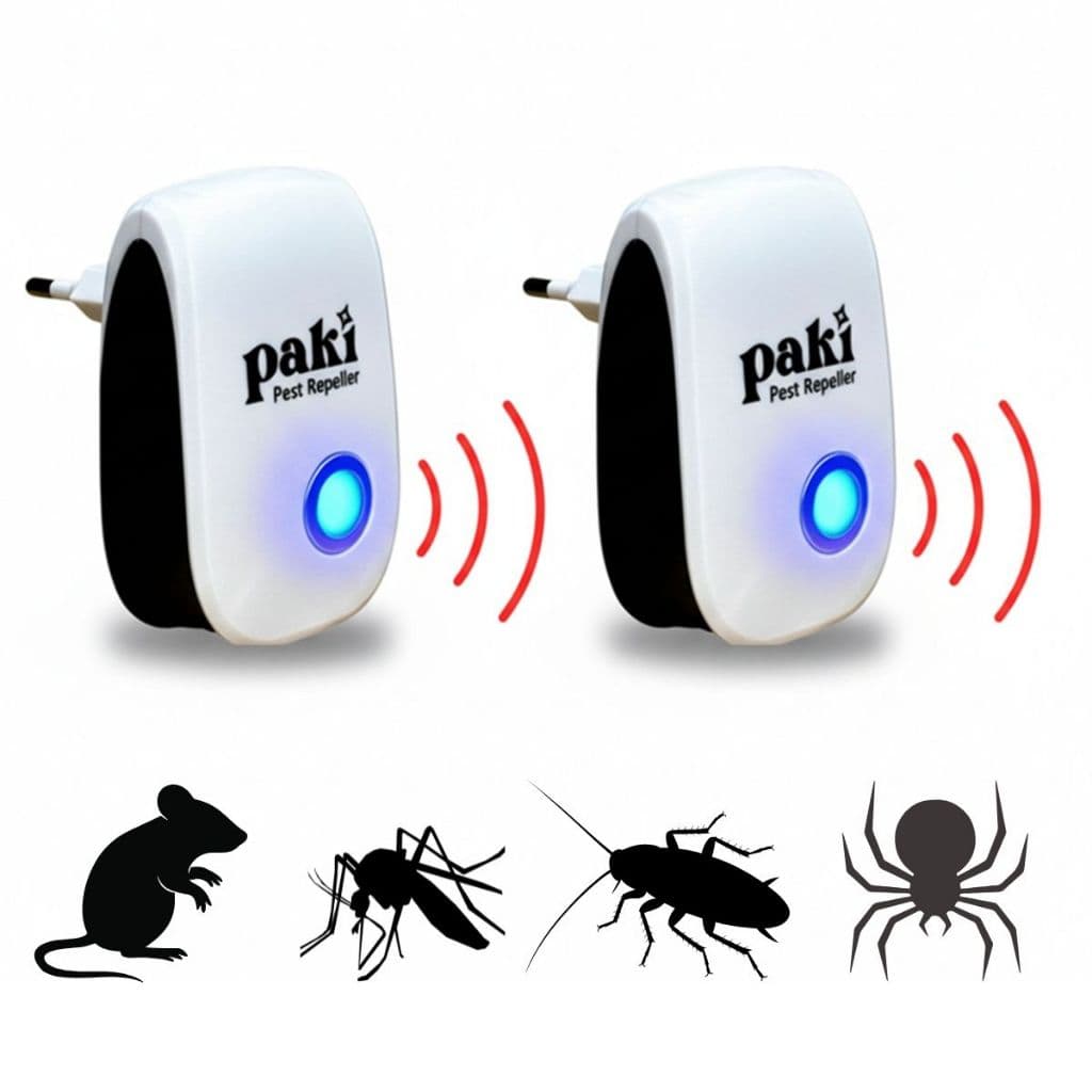 Kit 2 Repelente Ultrassônico Tomada Paki Espanta Insetos Mosquitos Baratas Sem Veneno Seguro Bivolt
