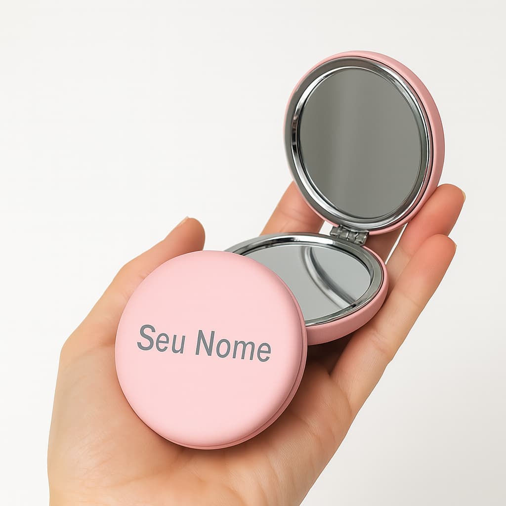 Espelho Dobrável Personalizado com Nome Espelho de Bolsa com Aumento Espelhinho
