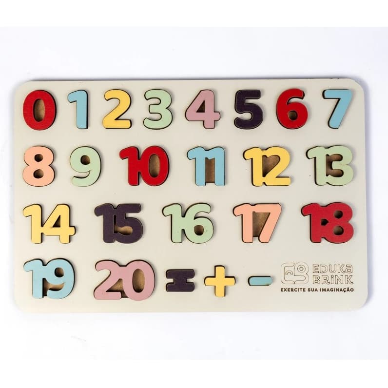 Jogo Educativo de Encaixe Brincando com os Números em Madeira Montessori Pedagógico