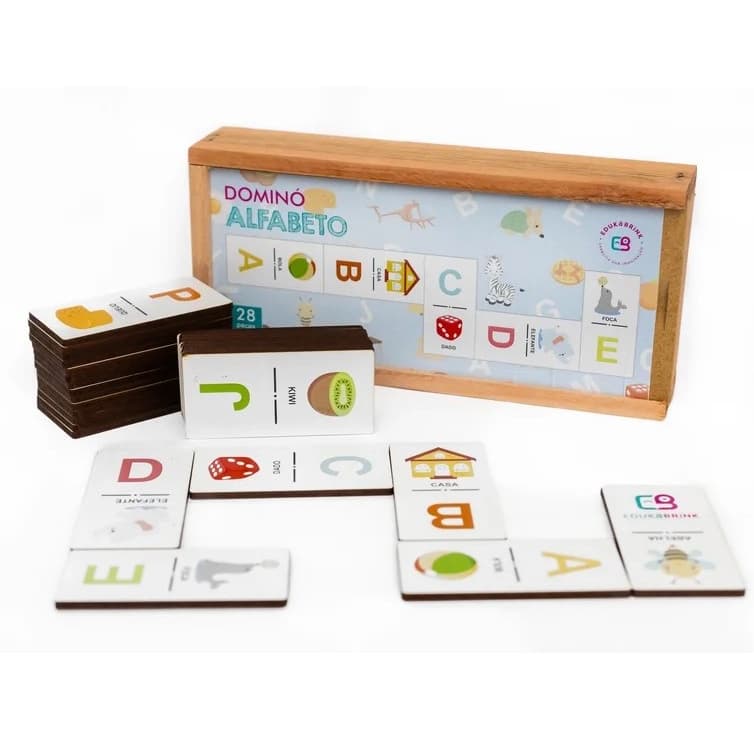 Dominó Em Madeira - Alfabeto Educativo Pedagógico