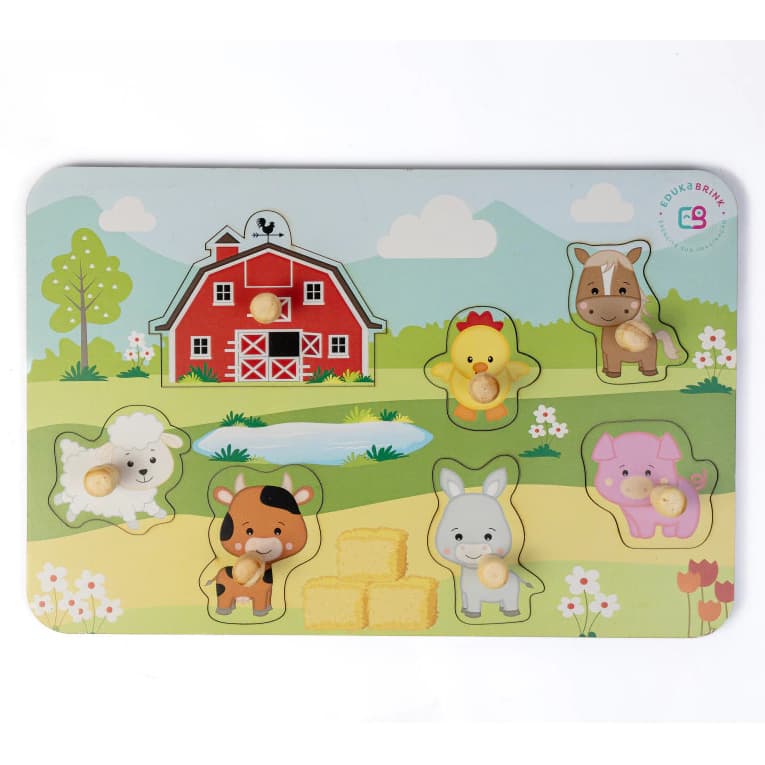 Brinquedo Tabuleiro Infantil Educativo Encaixe Fazendinha  - Montessori - Pedagógico