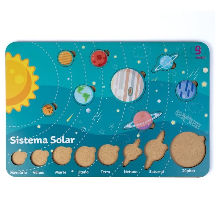 Brinquedo Infantil de Encaixar Sistema Solar em Madeira Pedagógico Educativo - Montessori