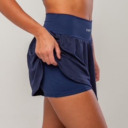 Shorts Duplo Para Corrida Academia Fitness Beach Tenis com Bolso em Poliamida