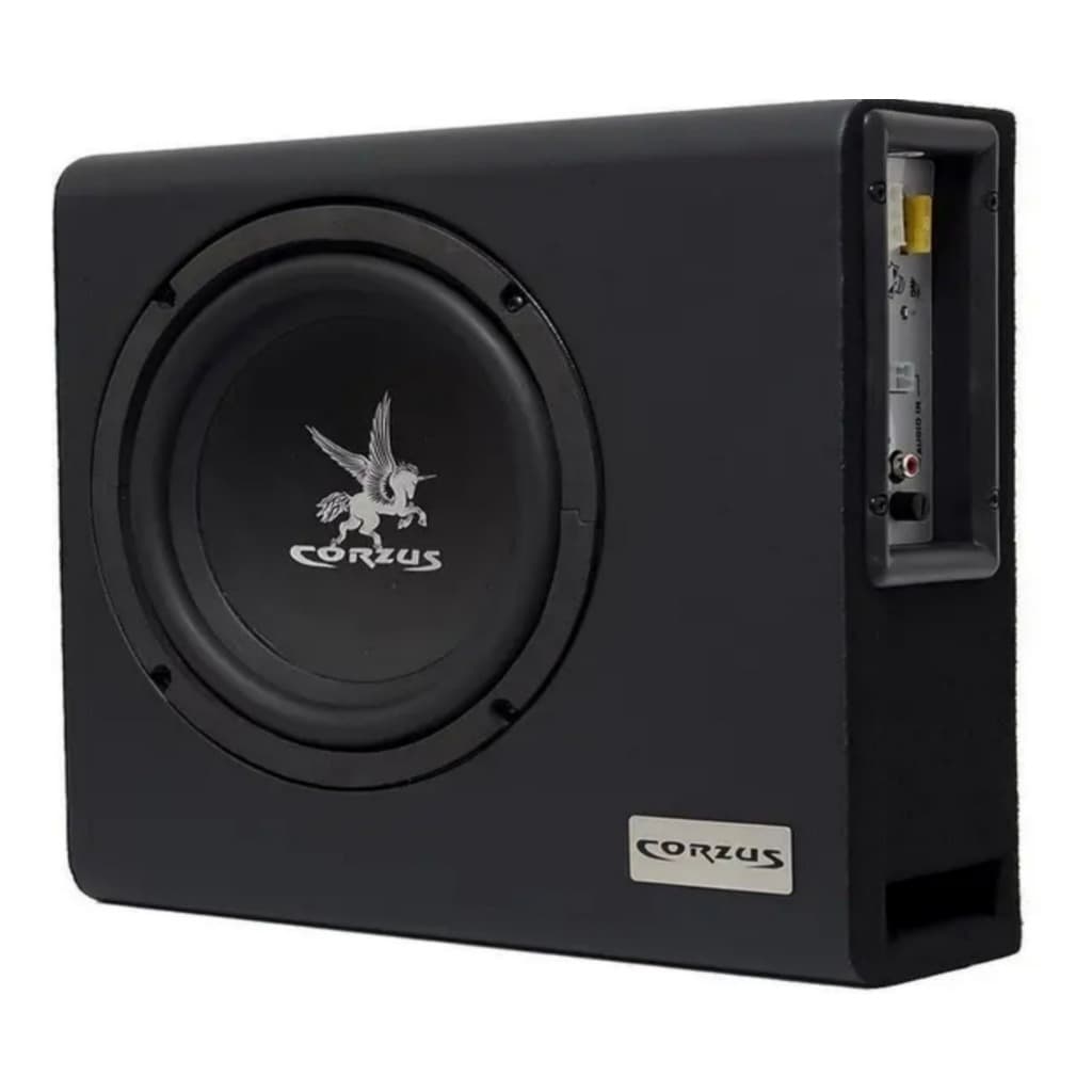 Caixa Amplificada Automotiva Mini Slim Subwoofer Grave Forte Som Carro Compacto Corzus Cxms 200W 8"