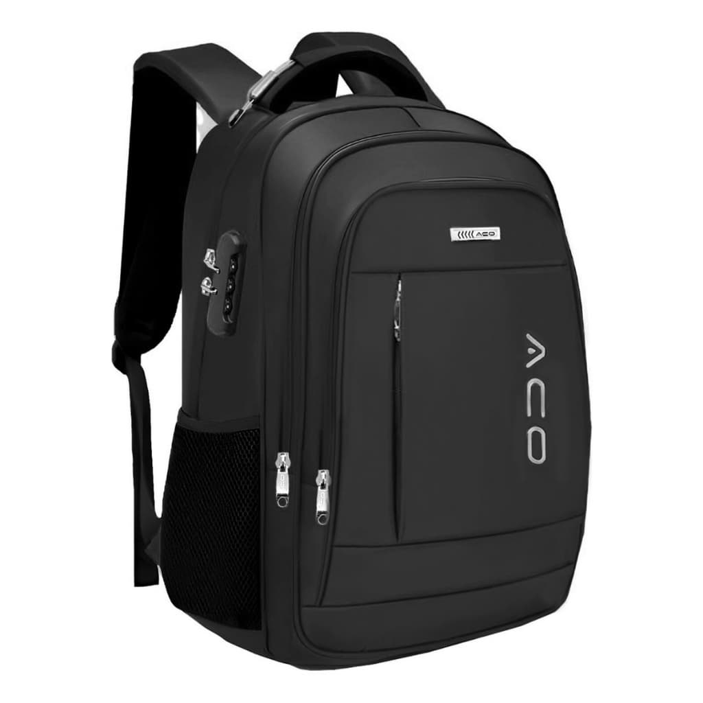 Mochila Notebook c/ Senha E Saida para USB/Fone de Ouvido Unissex Impermeável ACO Preto