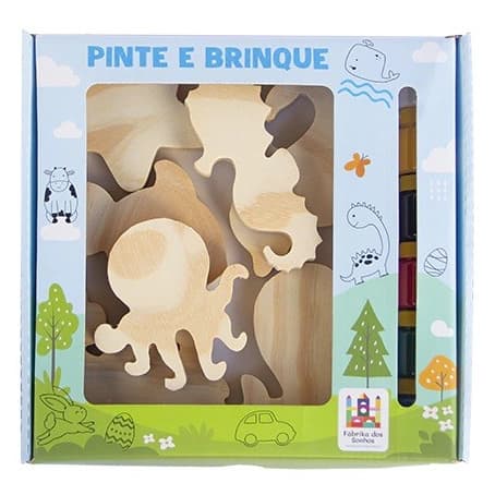 Brinquedo Infantil de pintar com tinta guache - Kit Fundo do Mar Em Madeira para colorir - Educativo
