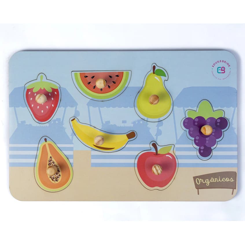 Brinquedo Tabuleiro Infantil Educativo Encaixe Frutas Brinquedo - Montessori - Pedagógico