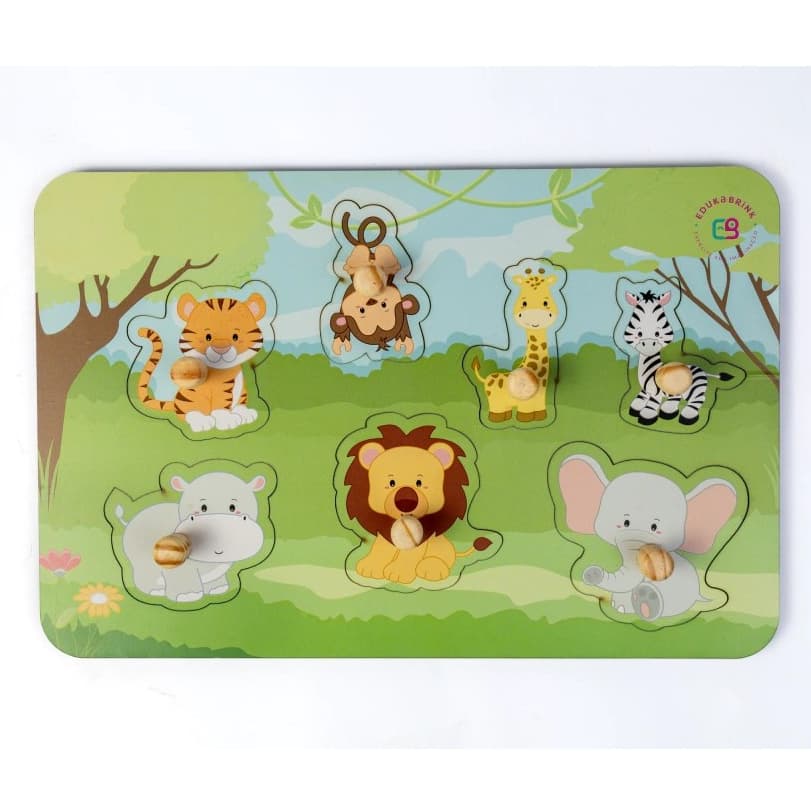 Brinquedo Infantil Tabuleiro Jogo Tabuleiro Encaixe Safari Educativo - Montessori