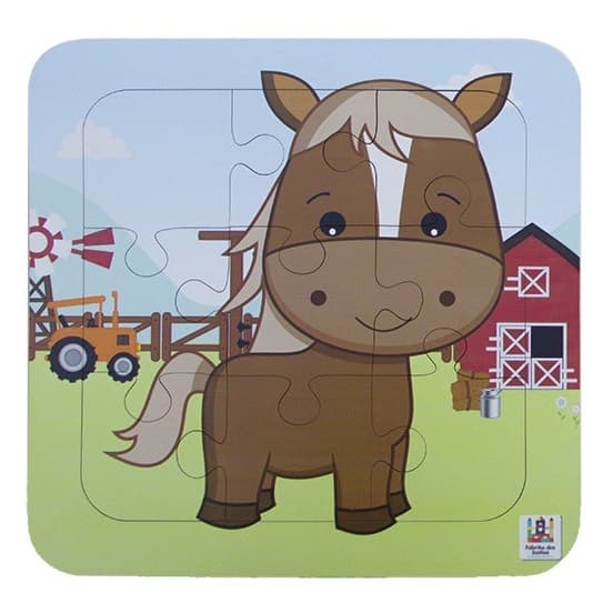 Jogo Infantil Educativo Quebra- cabeça Madeira Cavalo 9 peças colorido - Montessori