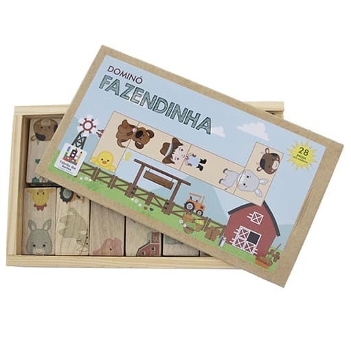 Dominó Turma da Fazendinha | Jogo Educativo Infantil de Madeira Ecológica | Brinquedo Pedagógico