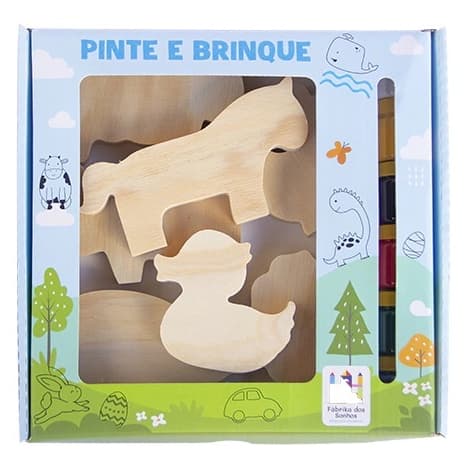 Brinquedo Infantil Kit Pintura Fazendinha em Madeira | Guache e Pincel | Crie, Pinte e Decore