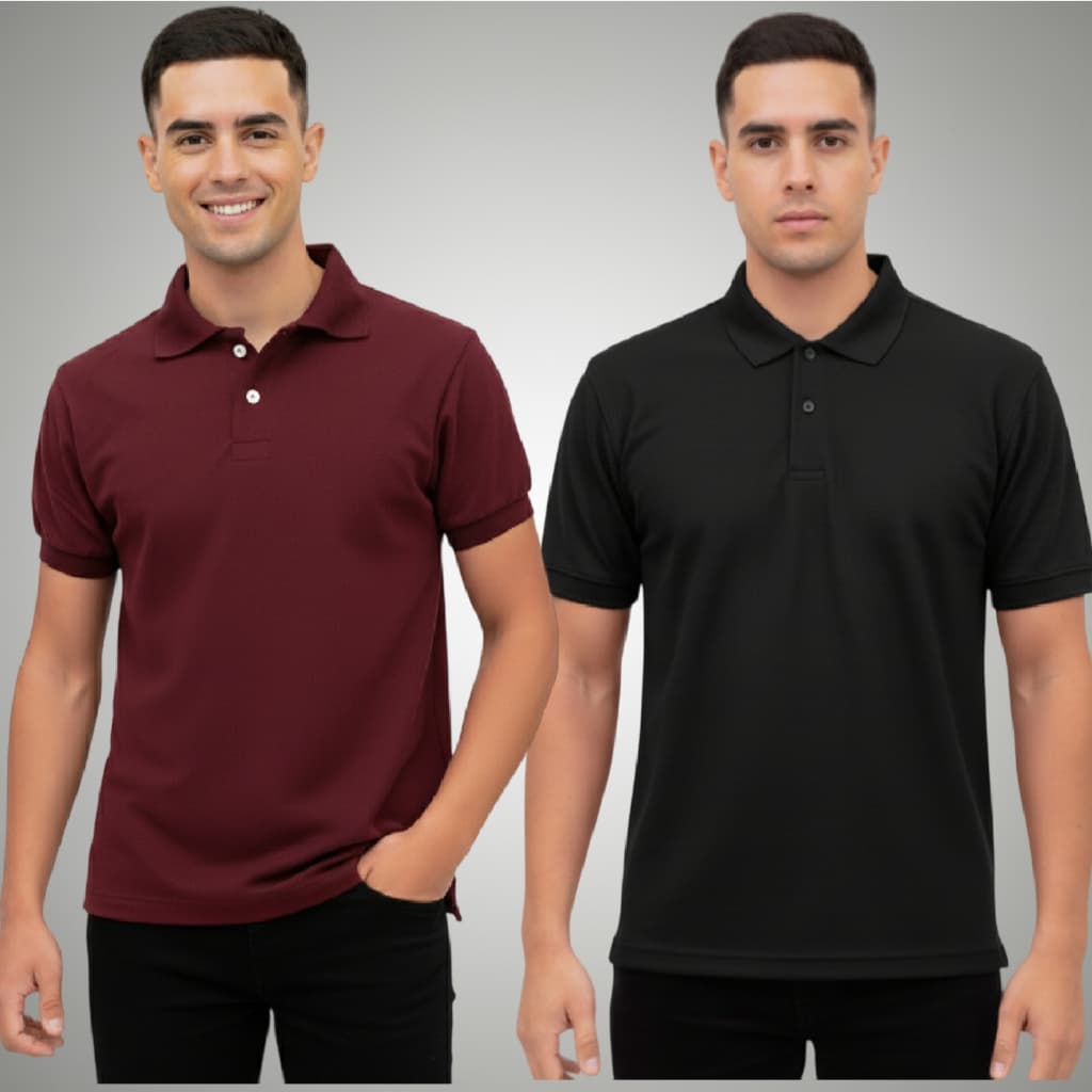 Kit 2 Camisas Polo Piquet Masculina Lisa Gola Clássica Manga Curta Confortável Elegante Versátil
