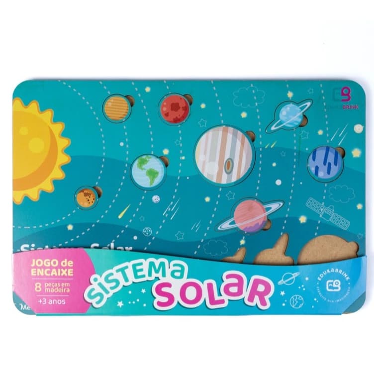 Jogo Encaixe Sistema Solar em Madeira | Quebra-Cabeça Infantil Educativo Planetas 20x30cm