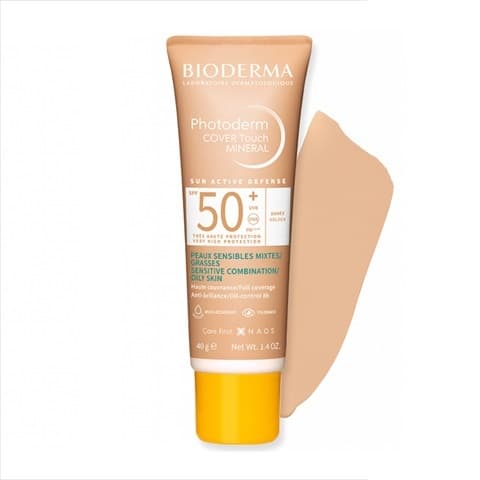 Bioderma Cover Touch Photoderm mineral médio dourado Pele Oleosa fator 50 40g rosto solar envio imediato