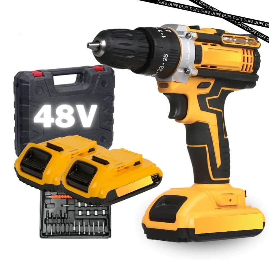 DUPE - Parafusadeira Furadeira de Impacto 48v 2 Baterias Com Maleta e Acessórios Completo