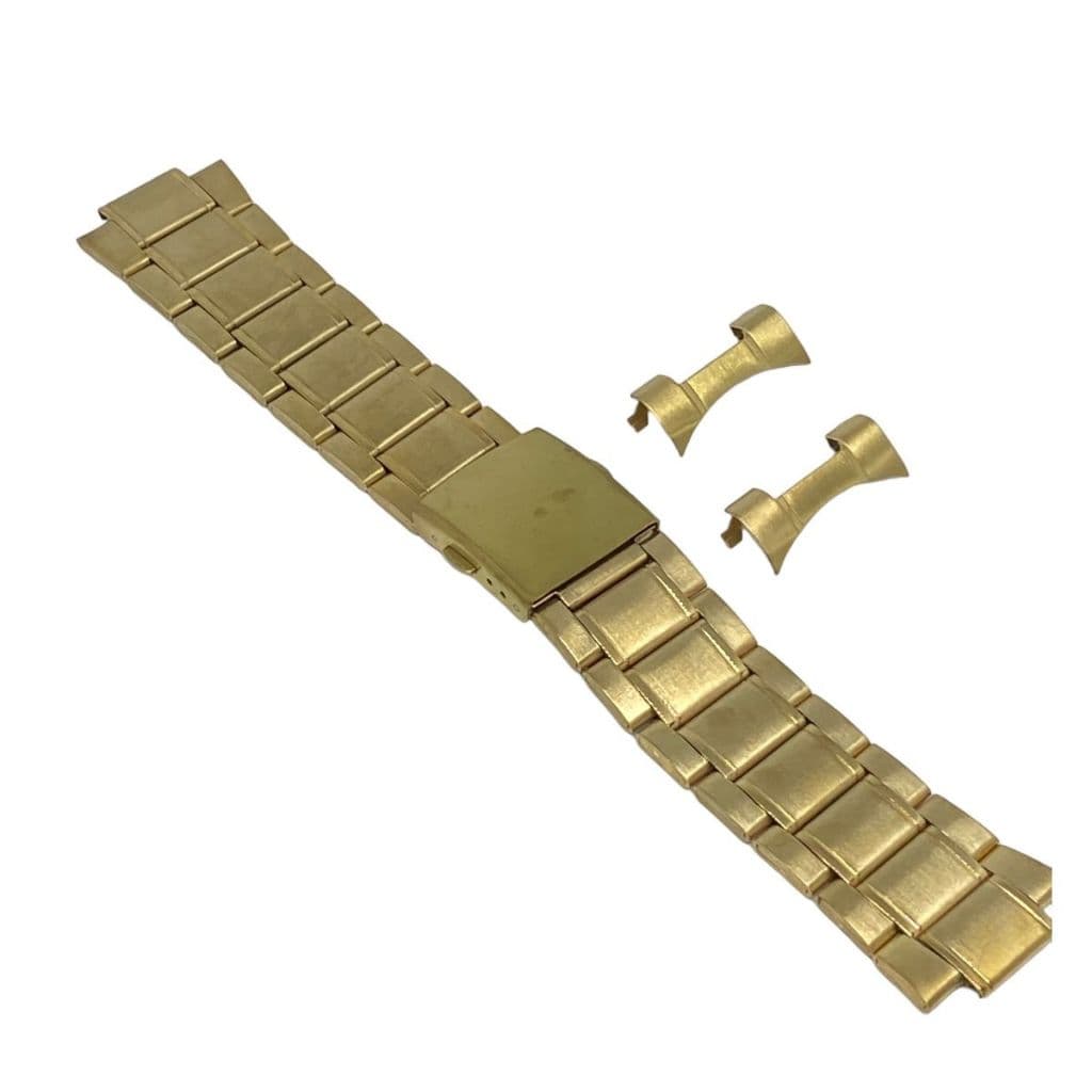Pulseira Para Relógios Dourado Aço Terminal Curvo 18mm 20mm 22mm 24mm 26mm