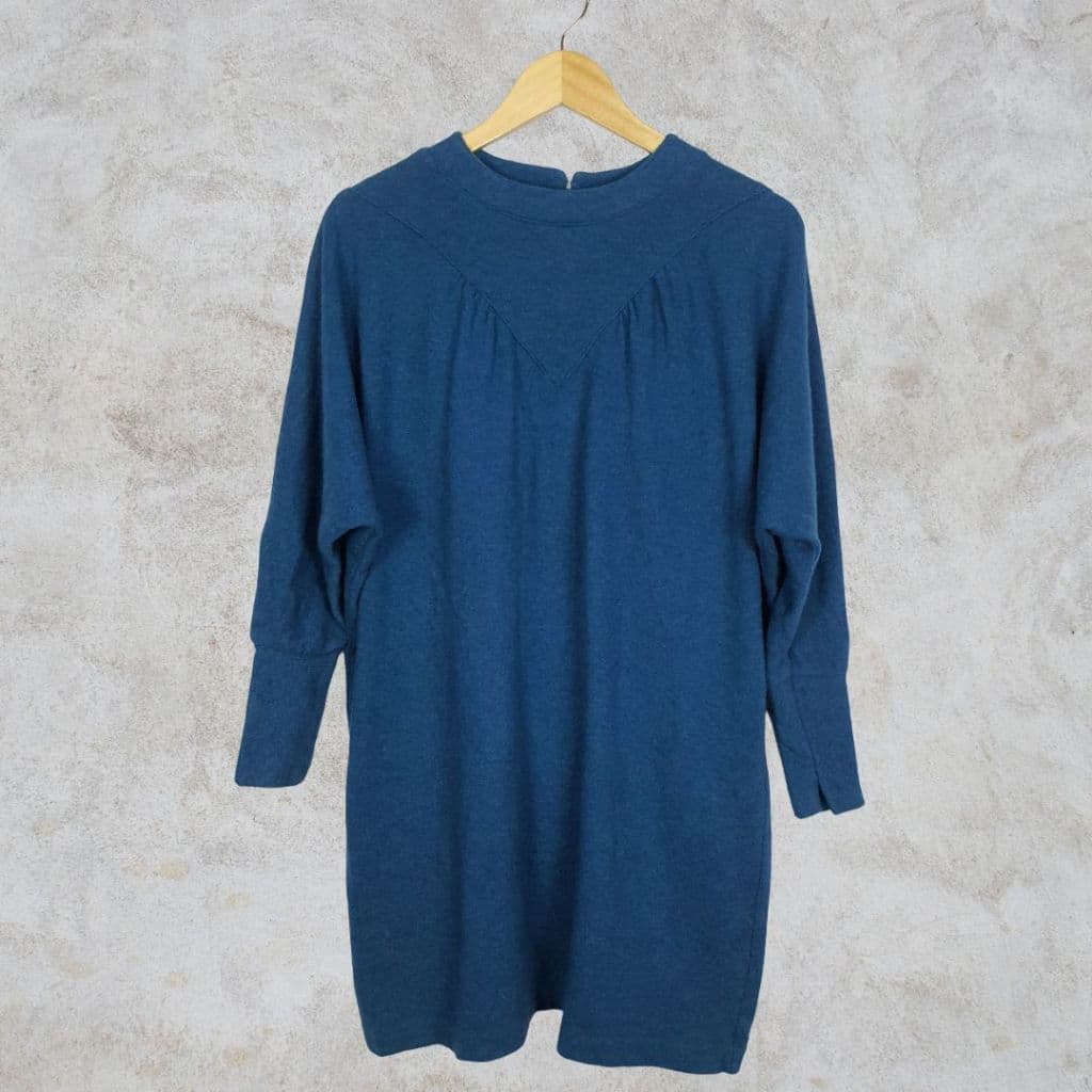 vestido malha tricotada manga única vintage anos 80