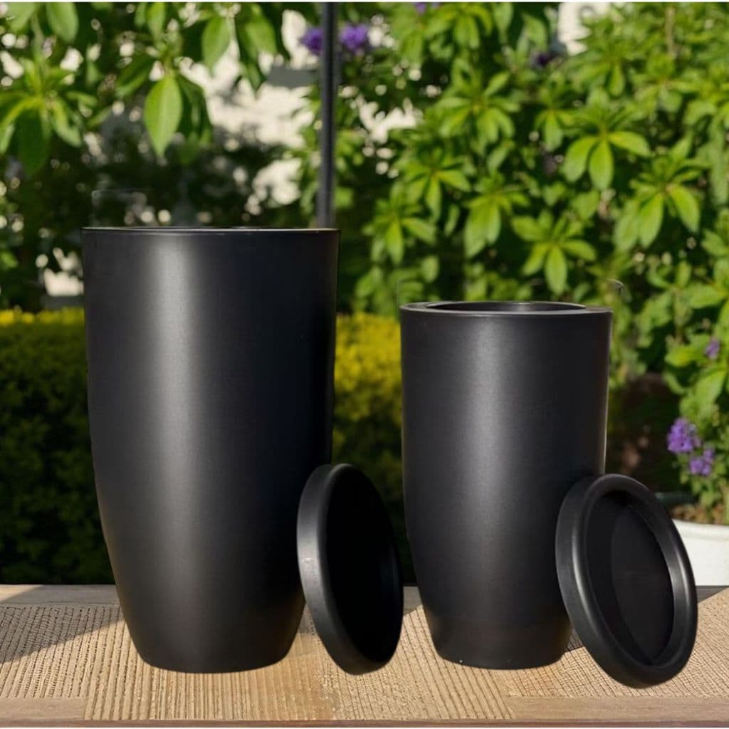 Kit Vaso Planta Sala Coluna Ibiza Cone P e M Decorativo Liso Marmorizado Luxo Resistente