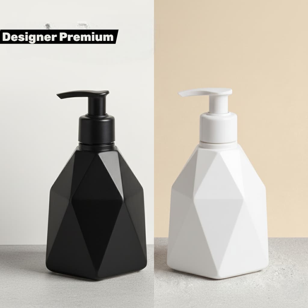 Porta Sabonete Líquido ou Álcool em Gel 500ml Diamante Branca ou Preta com trava - Kit ou Individual