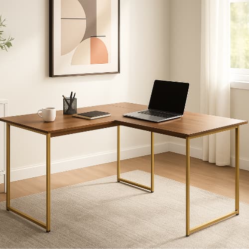 Escrivaninha Industrial em L 90x90cm Mesa de Canto Max Para Escritório e Home Office