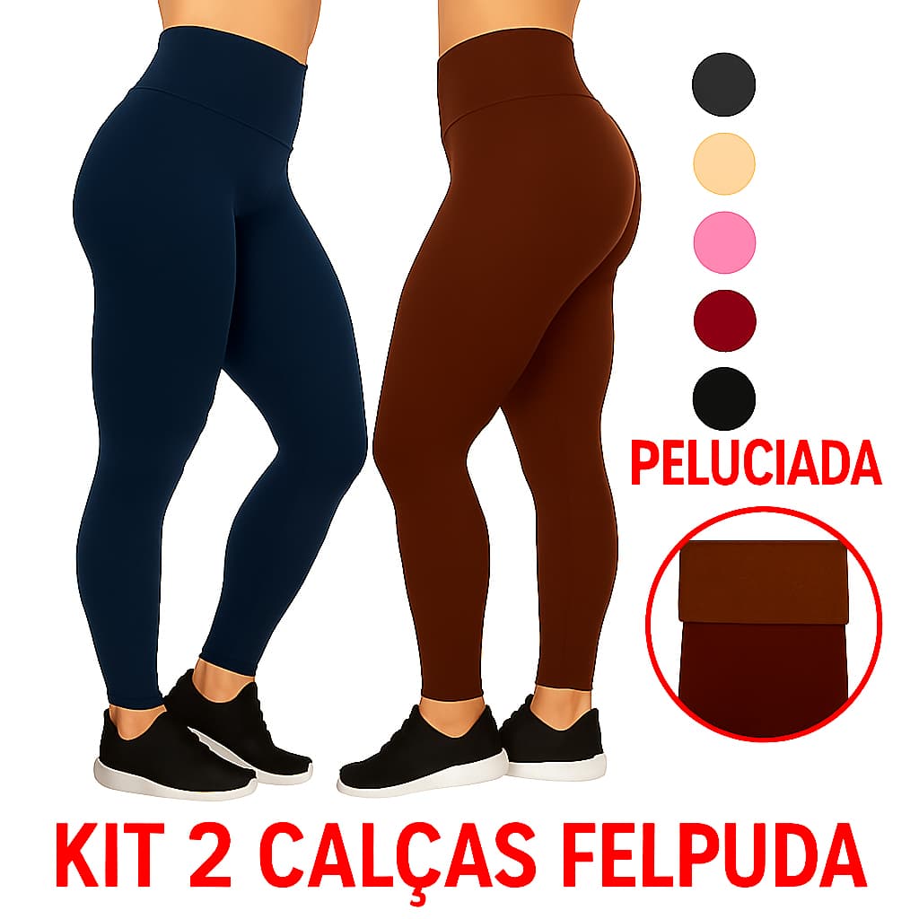 Kit 2 Calças Legging Peluciada Flanelada roupa de academia academia leg inverno