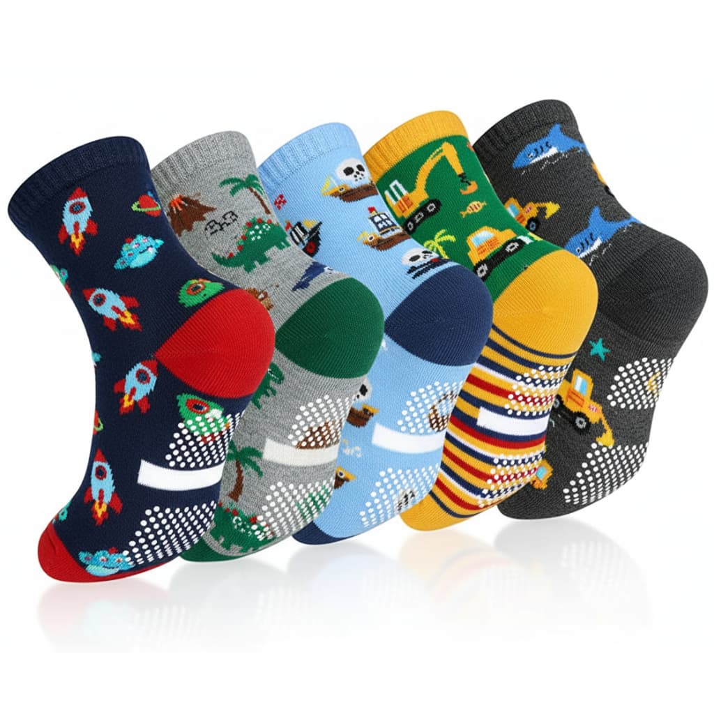 Meias Infantil Antiderrapante Cano Médio Menino 0 a 8 anos Estampas Sortidas 3, 6, 9 e 12 Pares