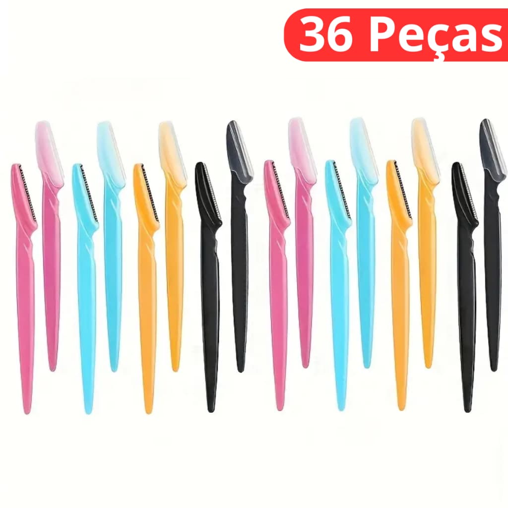 Kit 36 unidades Lâminas Sobrancelha e Rosto Navalha Depilação Design Depilação Facial Sobrancelhas