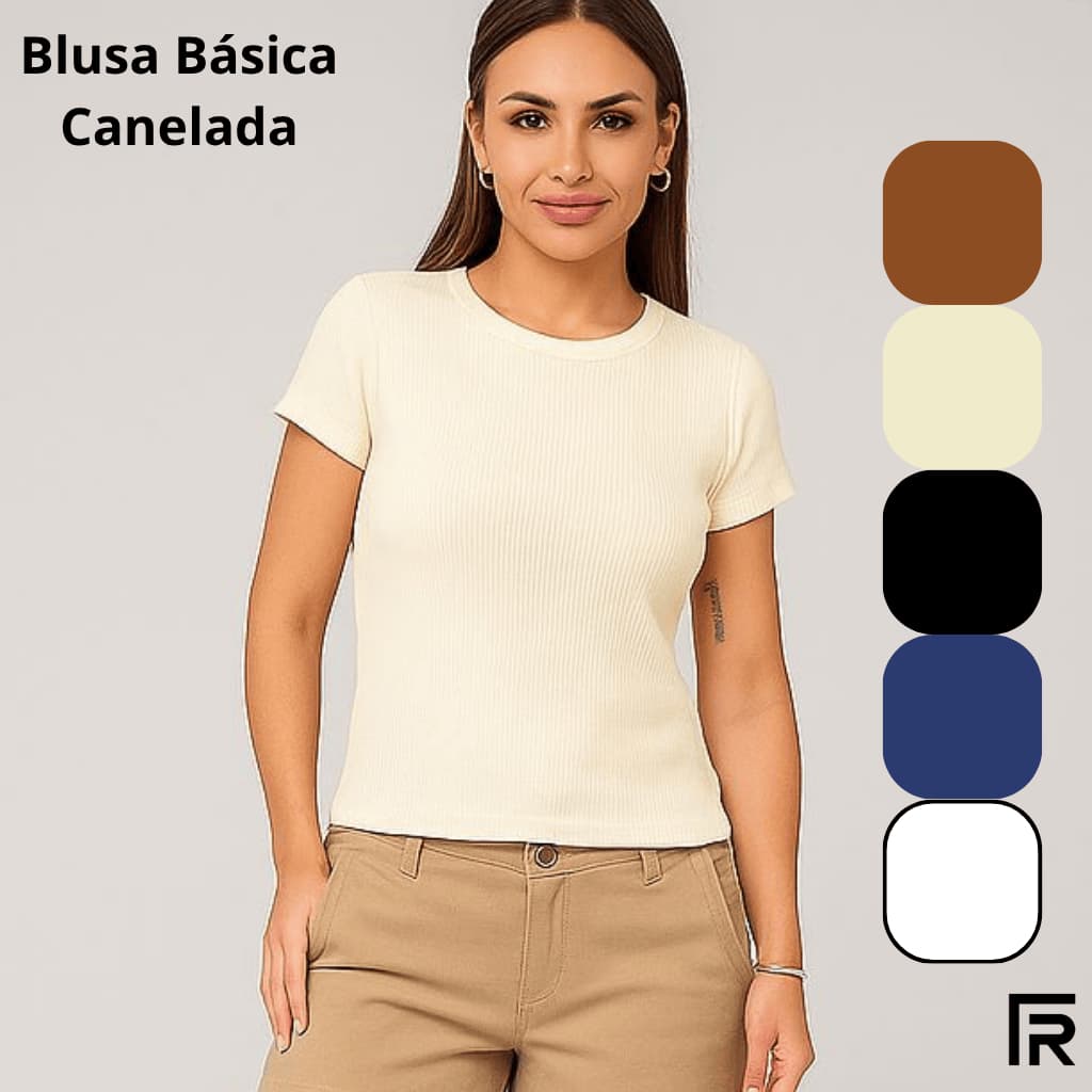 Blusa Feminina Canelada Básica c/ Manga Básica Tendência 080396-A