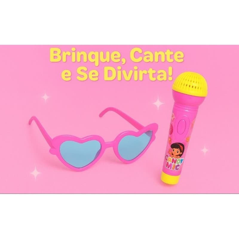 Kit Microfone + Óculos de sol infantil musical com som e luz brinquedo infantil