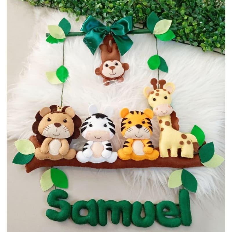 Enfeite Decoração Porta Maternidade Safari Menino Feltro
