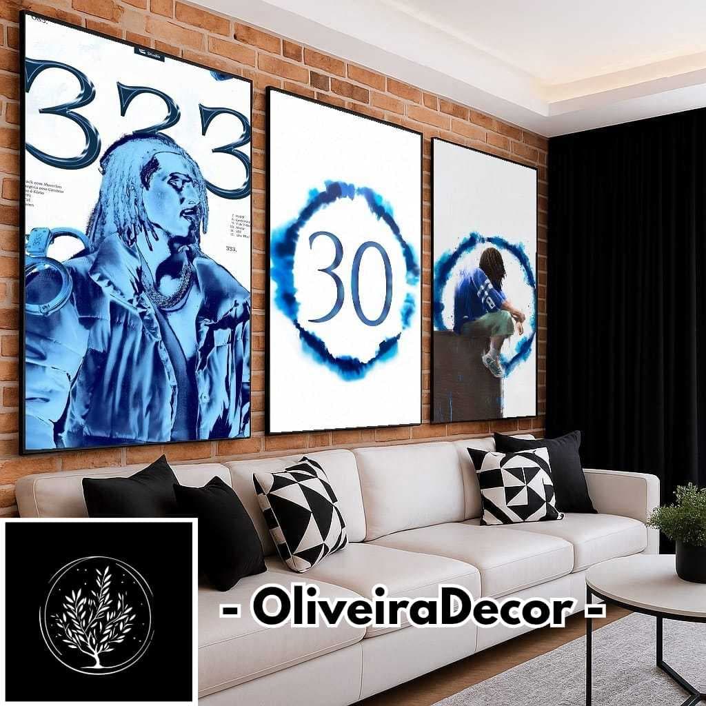 KIT QUADRO DECORATIVO CANTOR MATUE ARTISTA MUSICA ALBUM 3 PEÇAS DECORAR SALA QUARTO ESCRITORIO