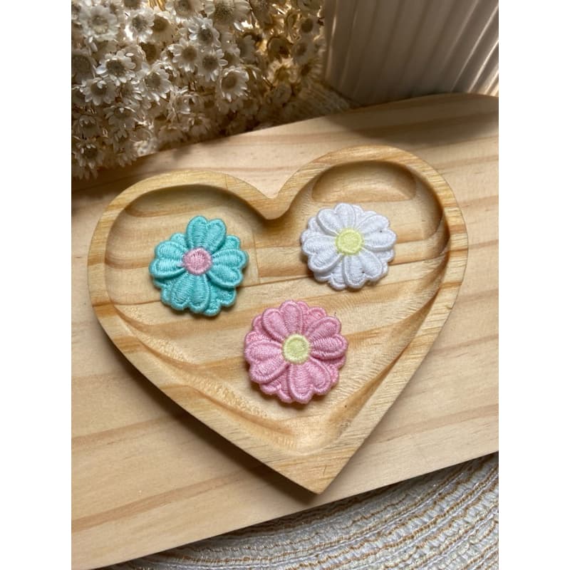 Aplique de Flor de Tecido 3,5 com a 10 unid para laços e Artesanato