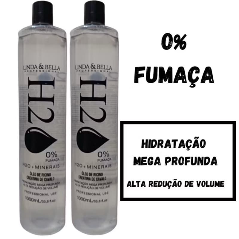 Progressiva Profissional 1 Litro H2O Linda & Bella Minerais ZERO fumaça Liso Perfeito Brilho