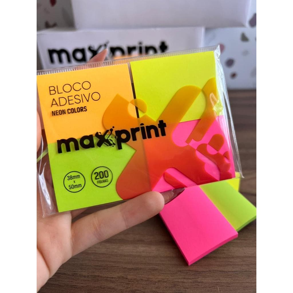 Bloco Adesivo Neon Colors Post It 38mmx50mm 200 Folhas Laranja Amarelo Verde e Rosa Escolar Escritório