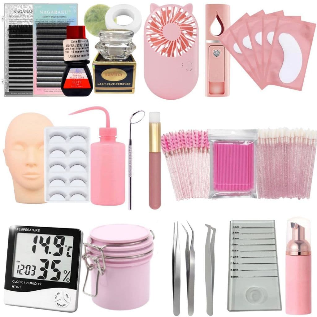 Kit Completo Iniciante Treino Extensão Cilios Profissional Cola Elite HS10 Cílios