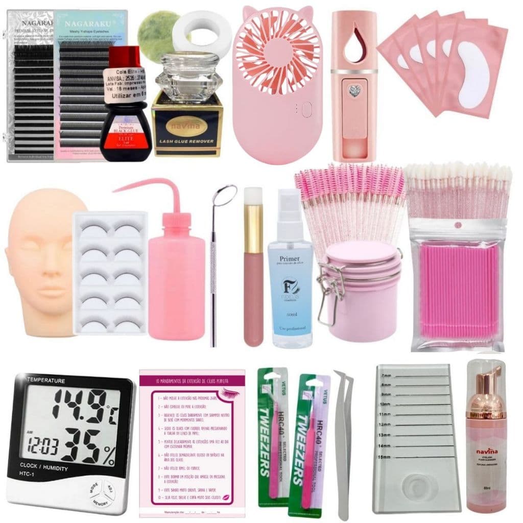 Kit Completo Treino Cilios Extensão Profissional Cílios Nagaraku Y Alongamento