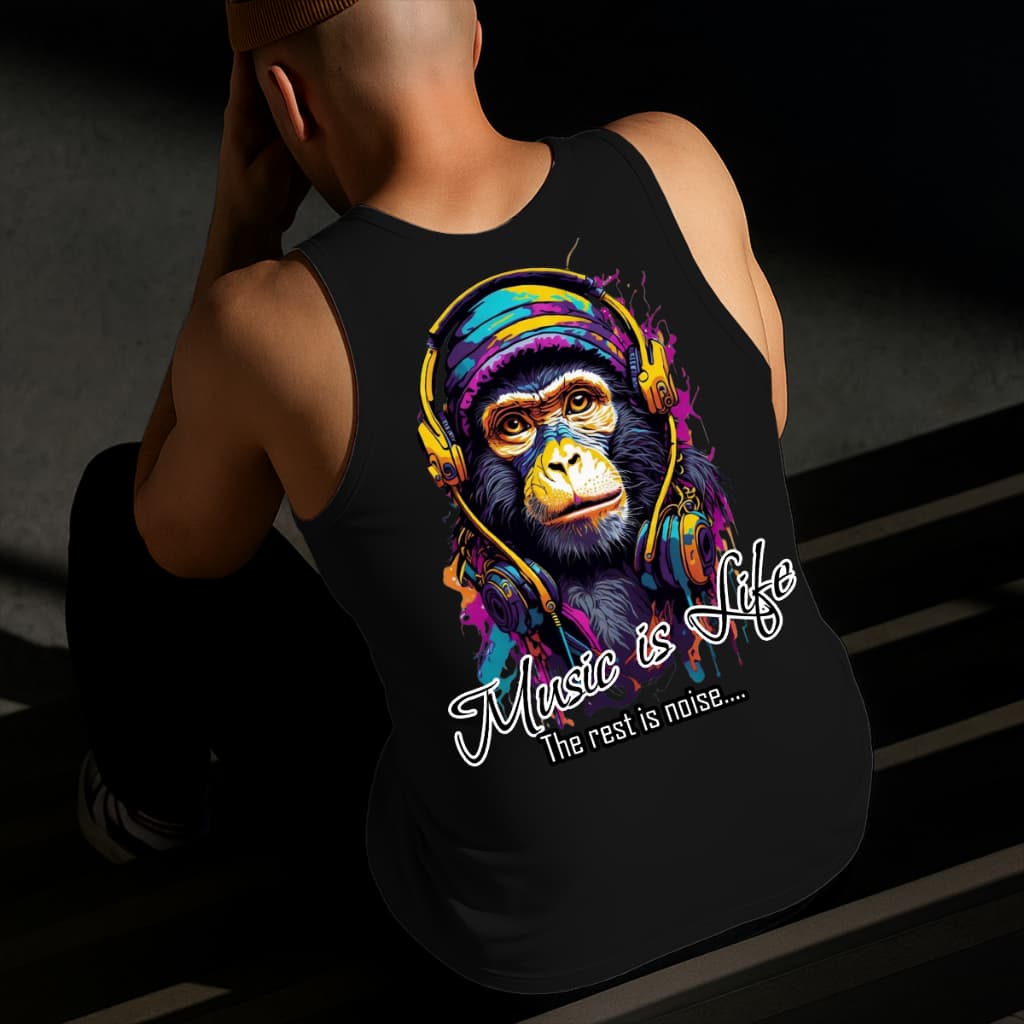 Camiseta Regata Masculina Estampada MacacoFone 100%Algodão Estilo Conforto Diário Do Tamanho P ao GG