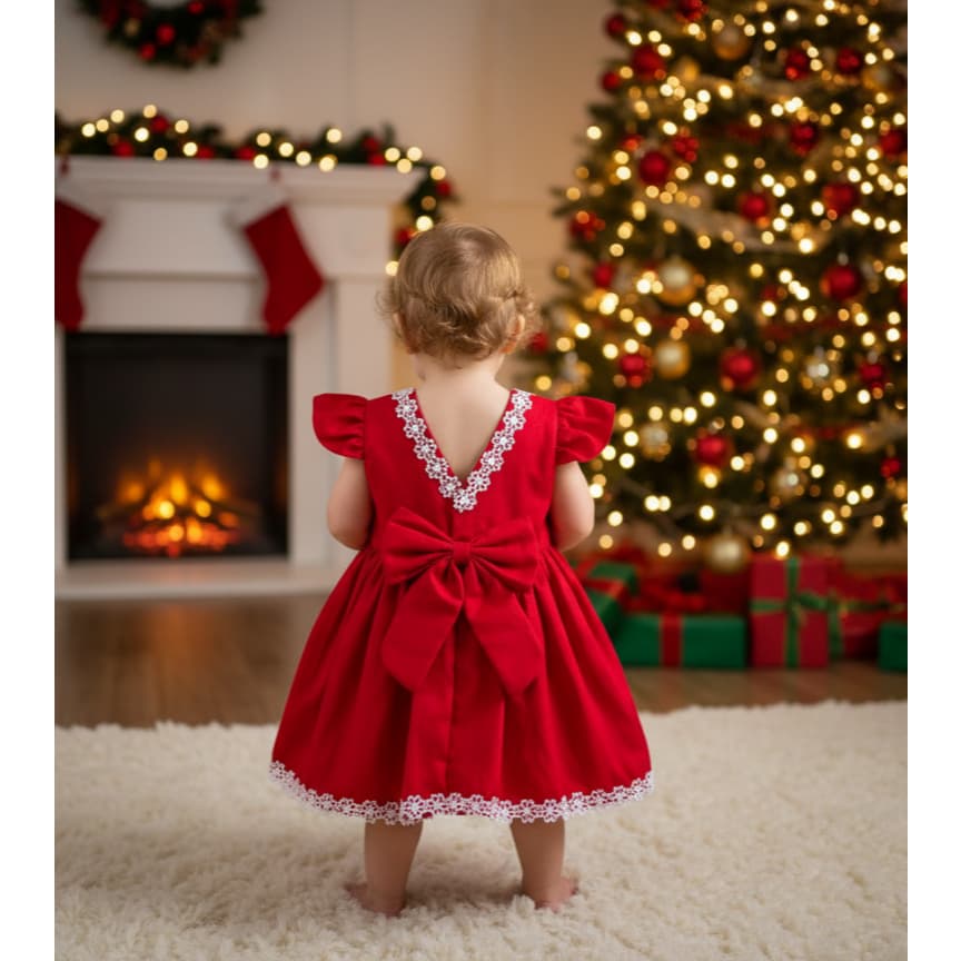 Vestido Infantil Bebê Menina Batizado Natal 100% Algodão