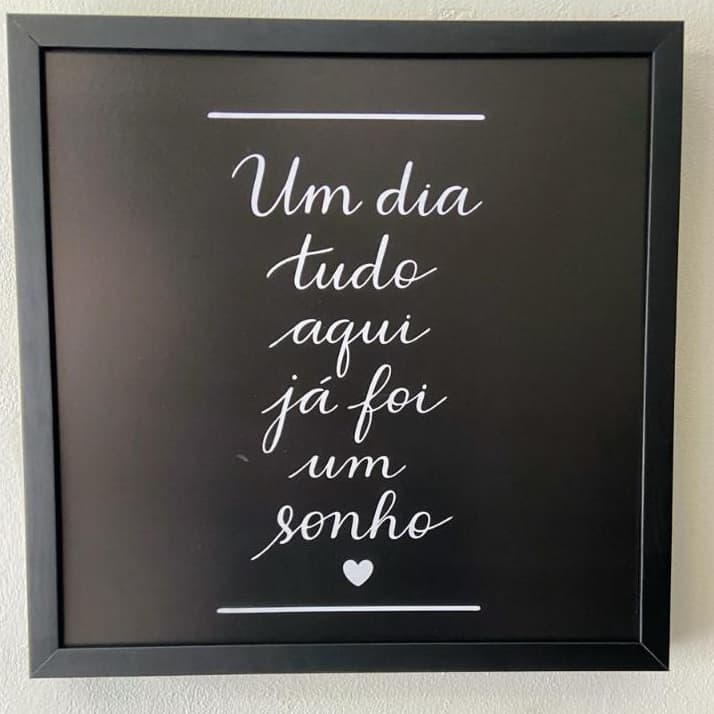 Quadro  cobre caixa de luz decorativo com moldura 53x53 Tudo aqui já foi um sonho F. Preto sala/quarto/cozinha/decoração