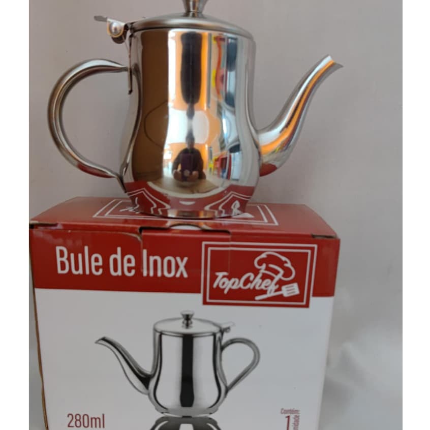 01 Mini Bule Em Aço Inox 280ML Para Cha, leite e Cafe Para 1 Pessoa