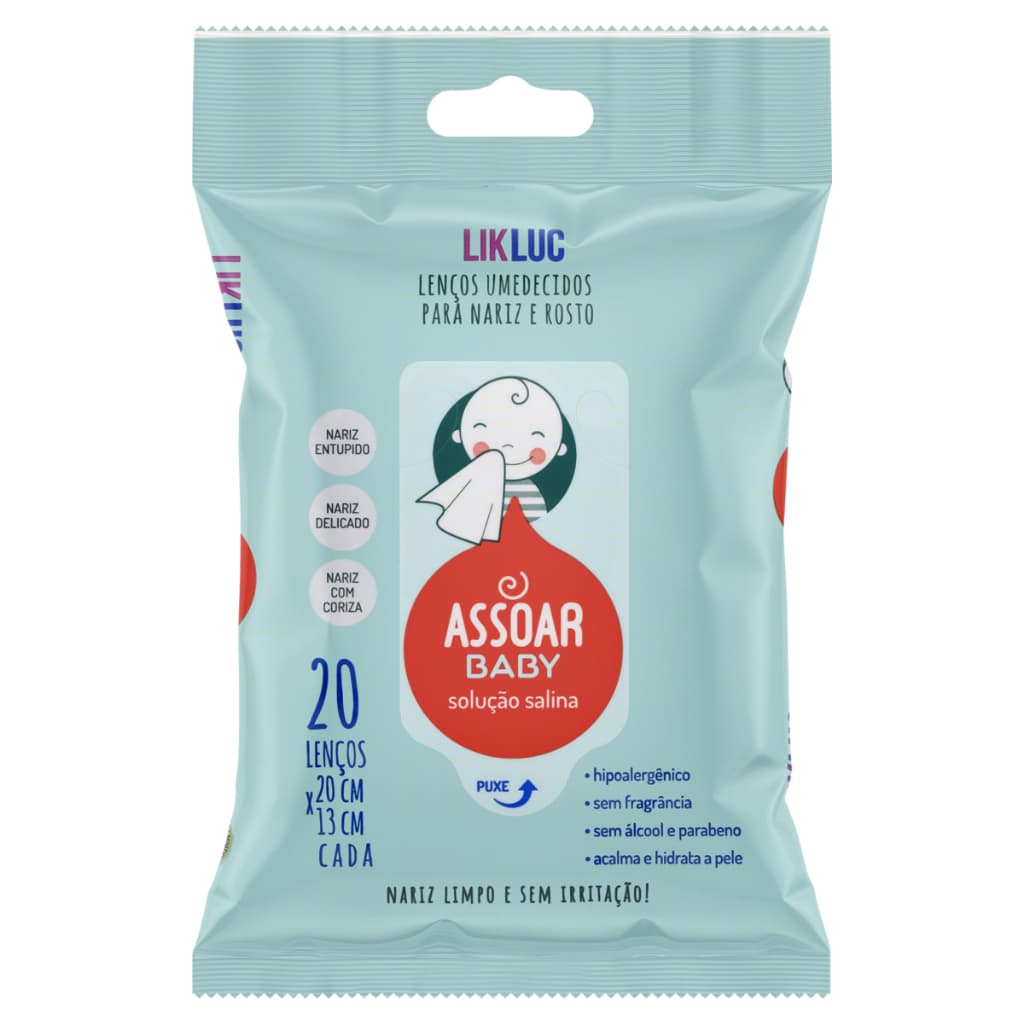 Lenço umedecido para nariz e rosto | Assoar Baby | Resfriado/Gripe Bebê/Infantil | Likluc