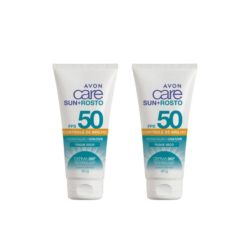 Kit 2 Protetor Solar Facial Avon Care FPS 50 40g cada