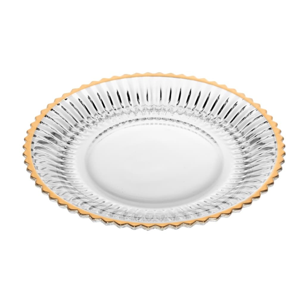 Jogo 4 Pratos 20cm Sobremesa Borda Dourada Cristal Imperatriz - Wolff